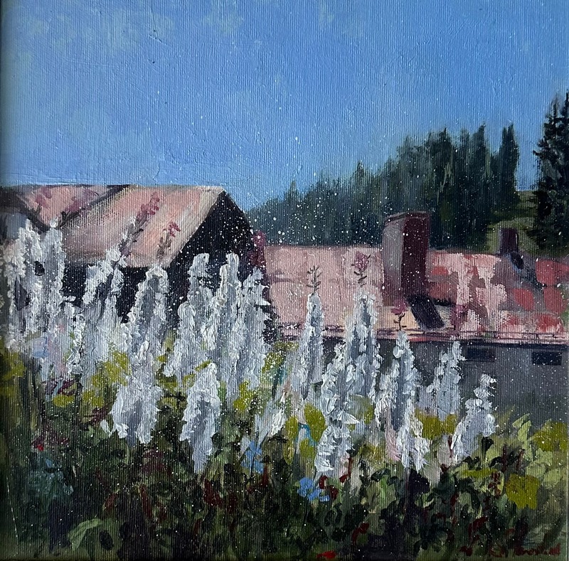 White flowers painting
